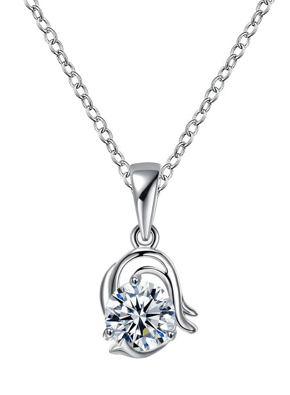 

Sharpdo Acc Stone Studded Silver Plated Pendant Necklace, Silver