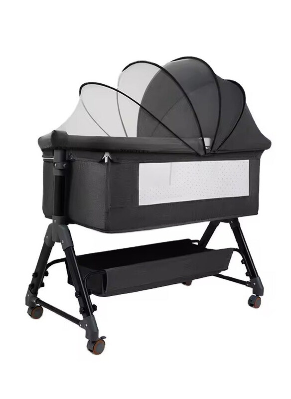 

DubaiGallery Easy Folding Portable Bedside Crib Sleeper Baby Bassinet with Mattress and Travel Bag, Black