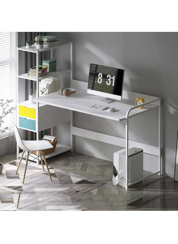 

DubaiGallery Computer Desk with Bookshelf, White