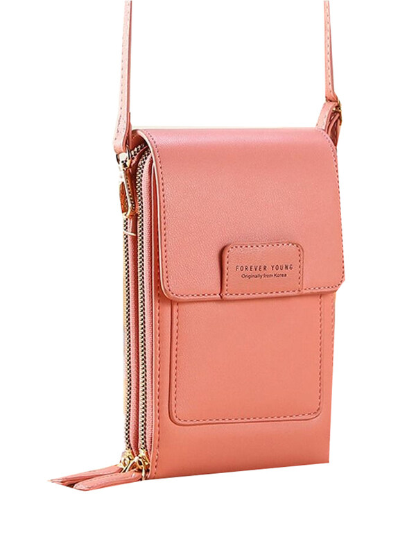 

Forever Young Leather Touch Screen Mobile Phone Retro Fashion Shoulder Bag for Women, Pink