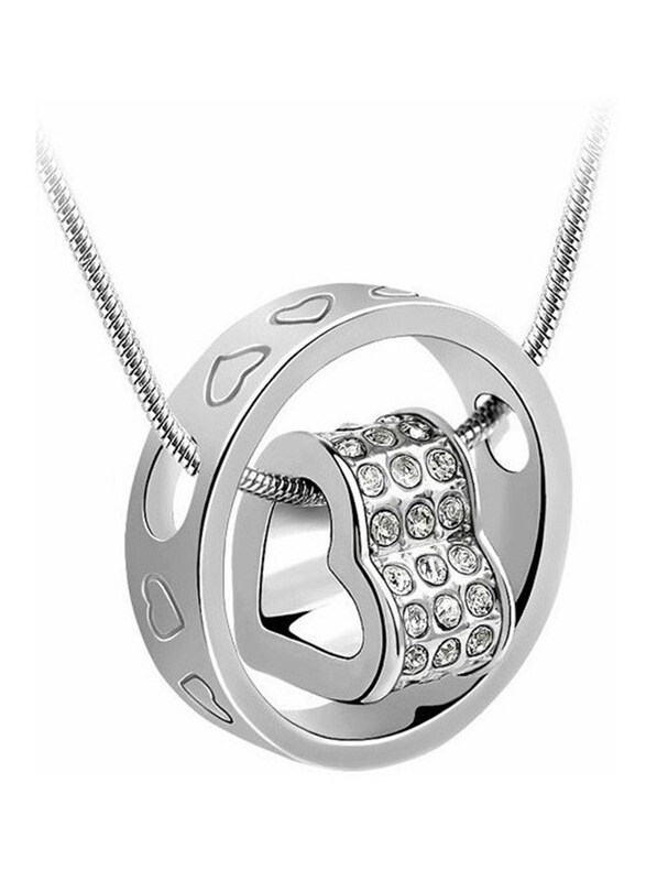 

Generic Heart Shape Crystal Pendant Necklace for Women, Silver