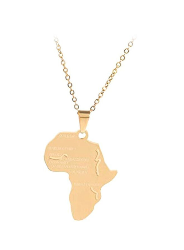 

Leiothrix Africa Map With Chain Pendant Necklace for Men, Gold