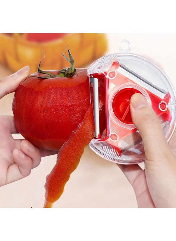 

DubaiGallery 3-in-1 Multi Style Stainless Steel Peeler, Red