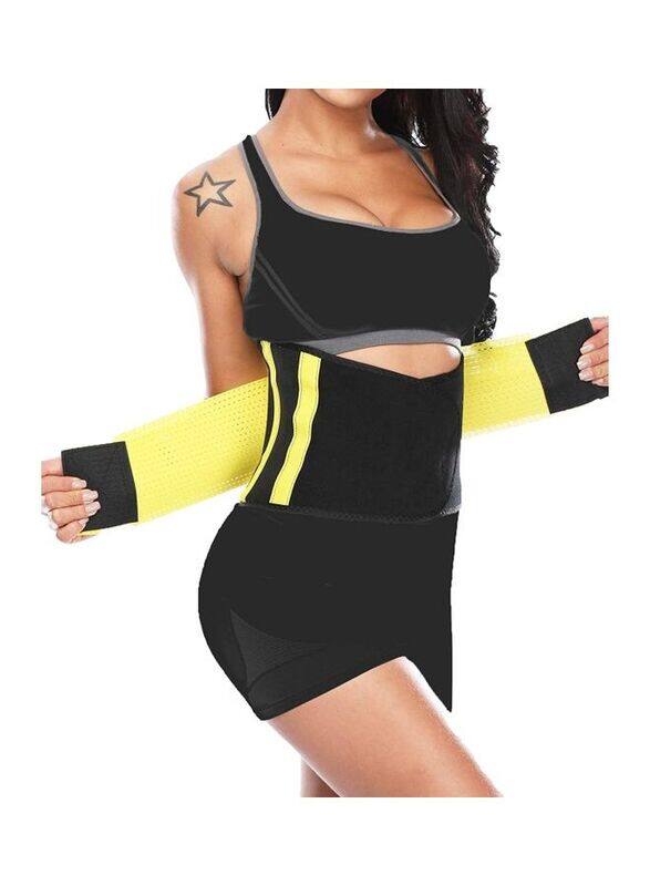 

XiuWoo Waist Trainer Trimmer Sauna Sweat Belt Shapewear, Medium, Yellow/Black