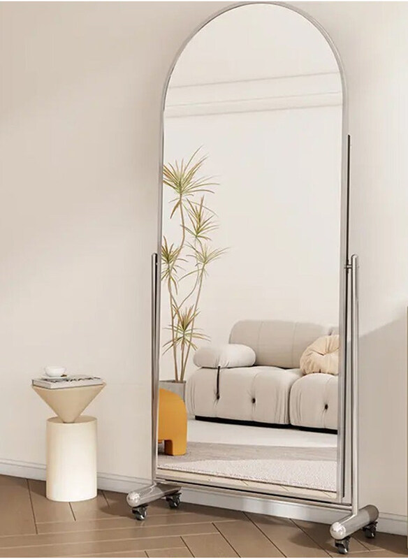 

DubaiGallery Arched Full Body Floor Wall Mirror with Stand, Silver