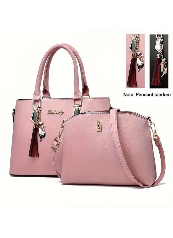 

Danbaoly Fashion Tassel Decor High Capacity Tote Bag for Women, 2 Piece, Pink