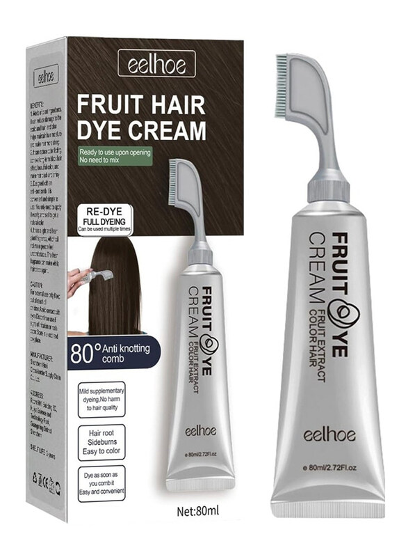 

Eelhoe Natural Plant Fruit Dyeing Cream with Comb for Gray Hair Coverage, 80ml, Black