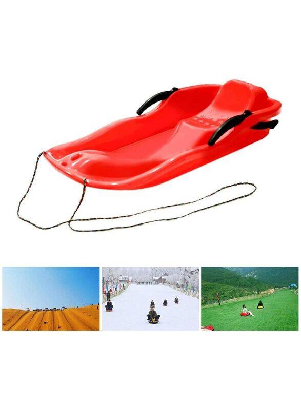 

Generic Portable Sled Sand Grass Skiing with Pull Rope Slippery Racer Downhill Toboggan Rolling Snow Slider, Ages 3+, Red