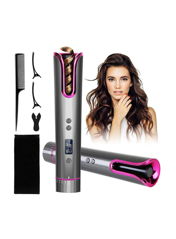 

Generic Fast Heating Automatic Hair Curler with Air Spin & Curl 1" Ceramic Auto Rotating Temperature & Timer, Multicolour