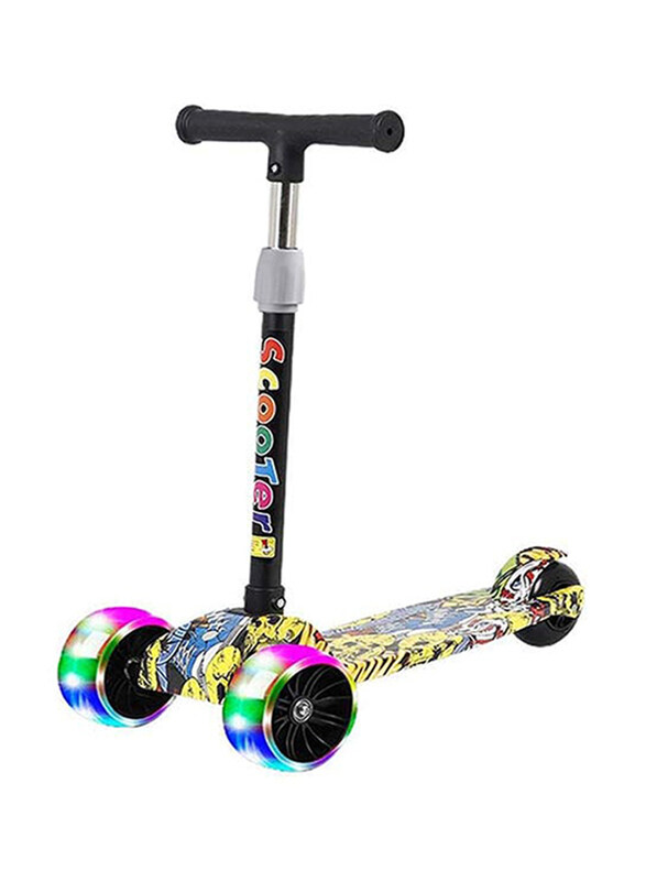 

Inder Tri Flash Wheel Graffiti Foldable And Adjustable Kids Scooter, Yellow