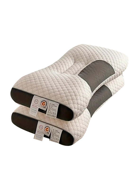 

DubaiGallery 2-Piece Soft Adjustable Ergonomic Orthopaedic Contour Support Adult Knitted Neck Pillow, White