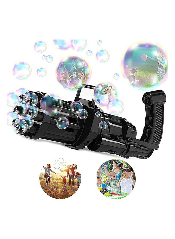 

XiuWoo Simple 8-Hole Huge Amount Automatic Bubble Maker Gatling Gun for Kids, Ages 2+, Black