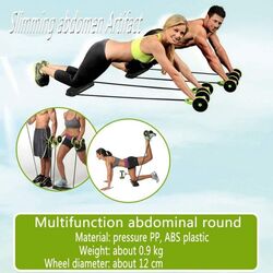 Double Wheel Abdominal Fitness Equipment, 12cm, Green/Black