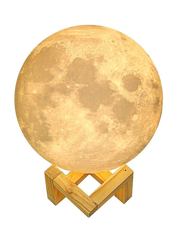 

Generic 3D Printed Portable Moon Lamp with Wood Stand, Beige