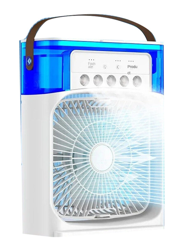 

Dubaigallery Mini Humidifier Misting Fan with 3 Speeds, White/Blue