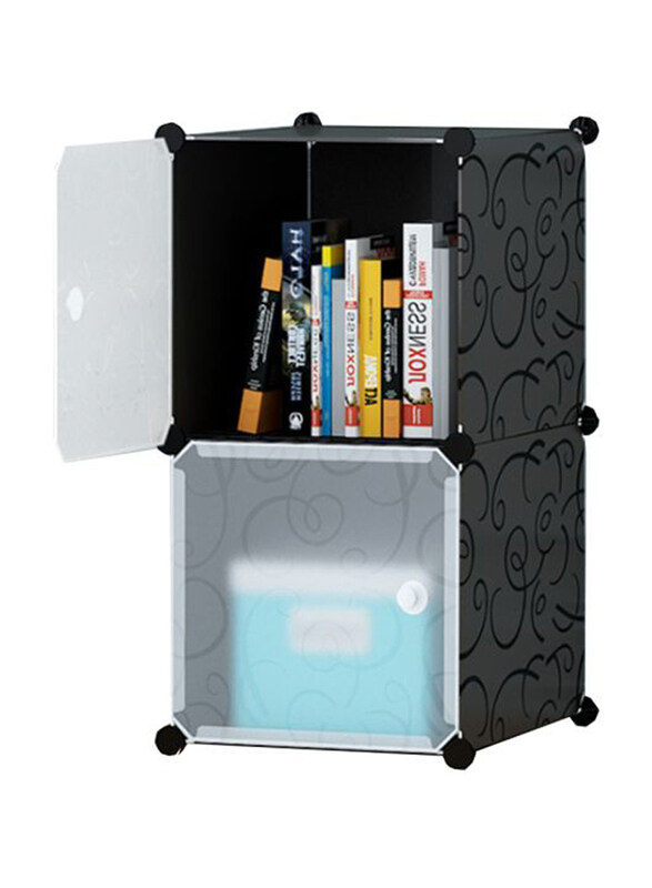 

Generic 2-Modular Detachable Storage Cabinet, Black/White