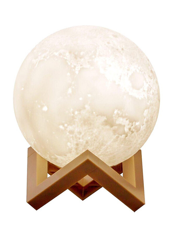 

Generic 3D Moon Light Lamp with Wood Stand, White