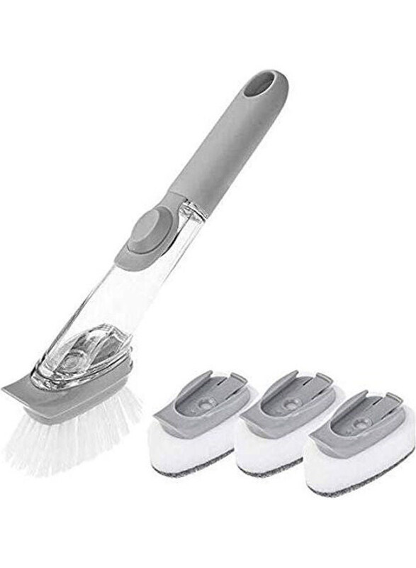 

Generic Soap Dispensing Kitchen Dish Brush Sponge Set, Grey