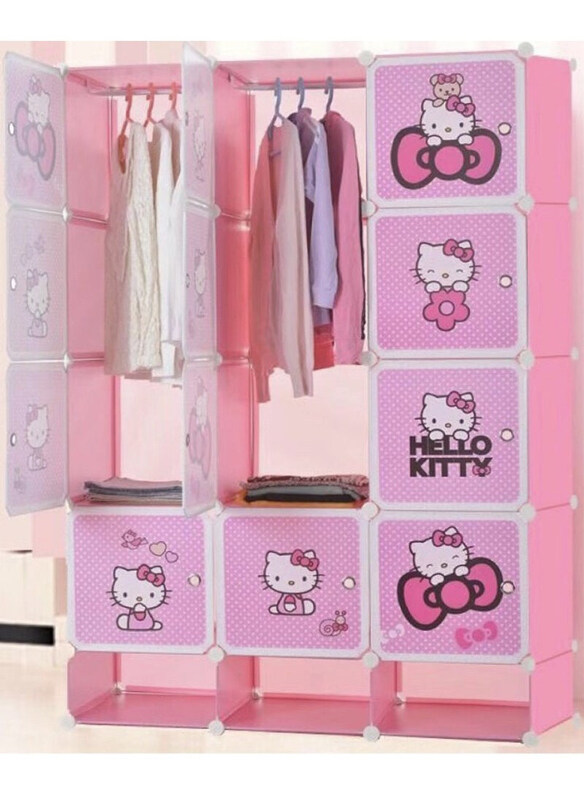 

Hello Kitty 12 Cubes Hello Kitty Wardrobe Cabinet with Shoe Rack, Pink