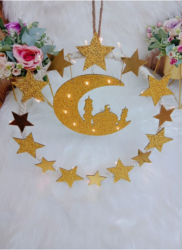 

DubaiGallery Ramadan Eid Mubarak Decorations LED String Lights, Gold