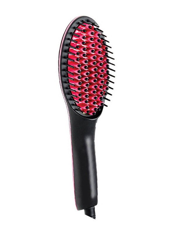 

Generic Professional LCD Display Fast Hair Straightener Brush, ZE831704, Black/Red