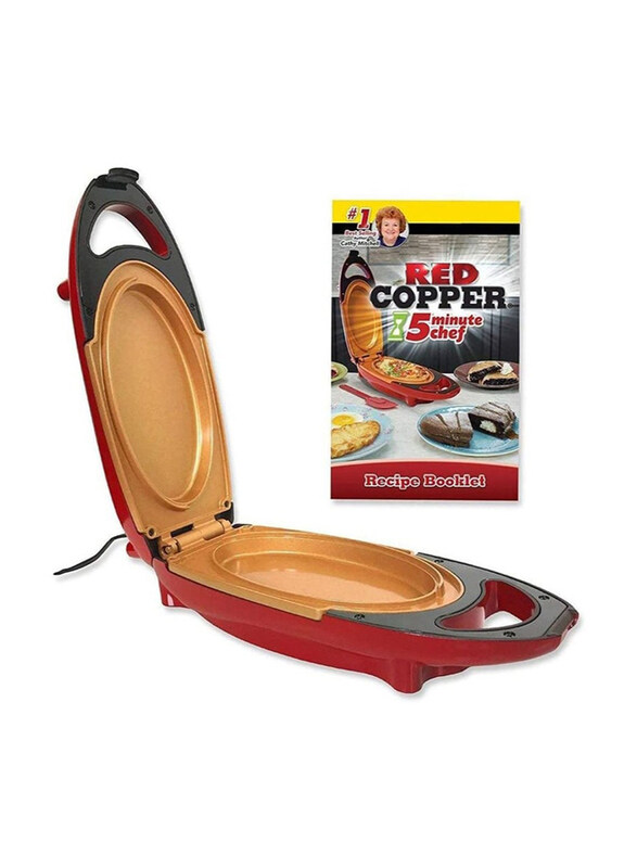 

Red Copper 5-Minute Chef Non-Stick Omelette Grill Pan with Non-Stick Anti-Scratch Surface, Red