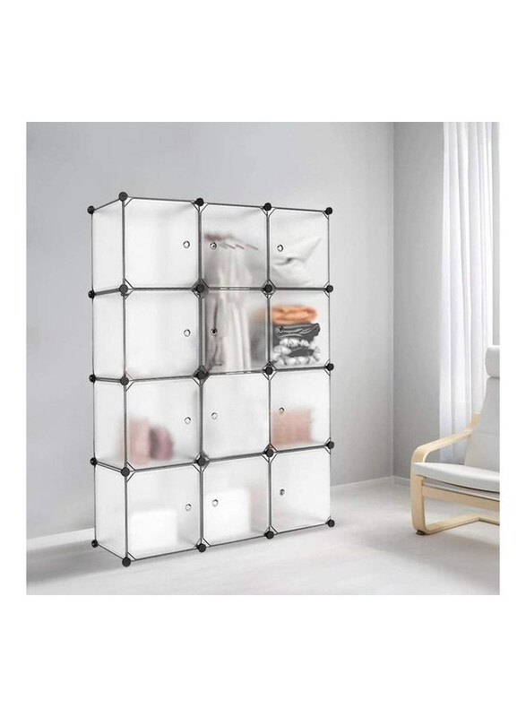 

XiuWoo 12 Cube Interlocking Portable Plastic Wardrobe Cabinet, Multicolour