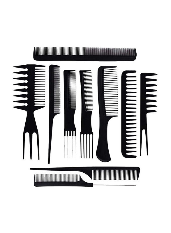 

DubaiGallery Professional Salon Hair Styling Comb Set, Black, 10 Pieces