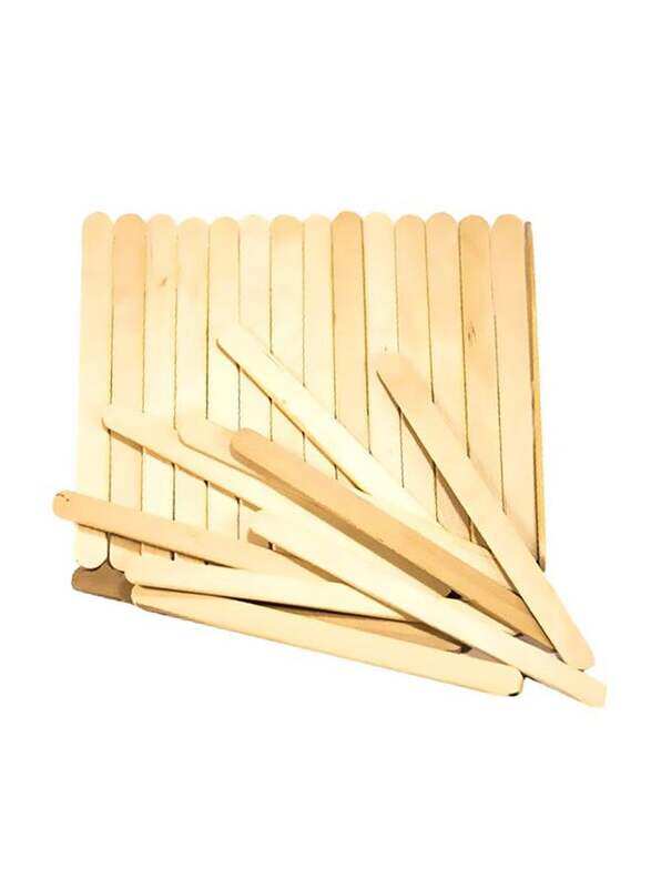 

Generic 100-Piece Wooden Ice Cream Popsicle Sticks Craft Kit HK-Icecreamsstick, Beige