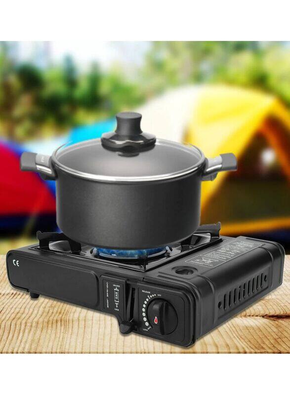 

Generic Portable Butane Outdoor Camping Gas Single Burner Stove with Carrying Electronic Ignition Cooker, Black