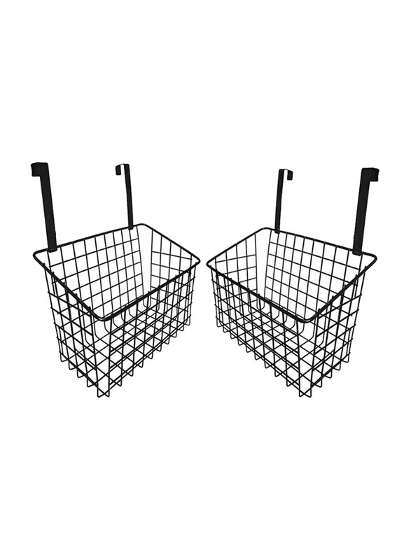 

DubaiGallery Styleys Iron Multifunctional Kitchen Rack Over The Cabinet Door Wire Storage Basket, 2 Pieces, Black
