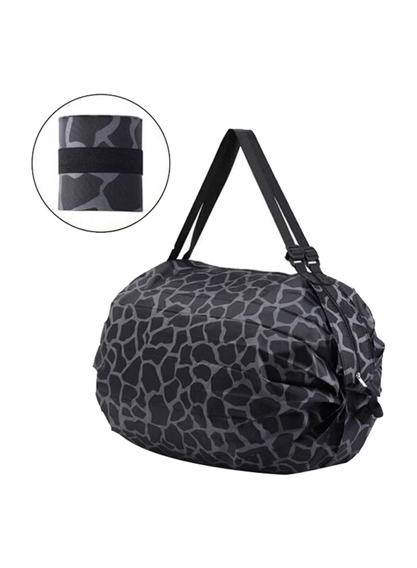

Generic Portable Foldable Shopping Bag for Unisex, Black/Grey