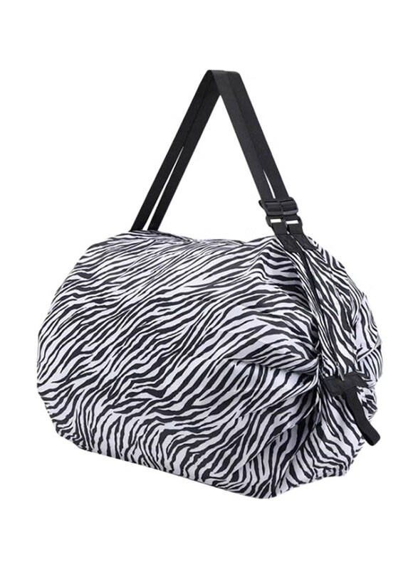 

Generic Portable Foldable Shopping Bag for Unisex, Black/White