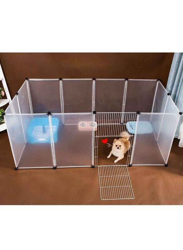 

Generic Playpen 12 Panel Portable Dog Fence with Door, Large, Transparent