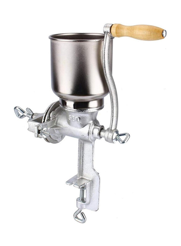 

Dubaigallery Premium Quality Cast Iron Corn Grinder, Silver