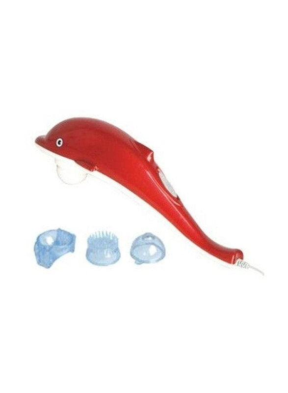 

Generic Dolphin Shape Hand Held Body Infrared Massager With 3 Interchangeable Head, Red