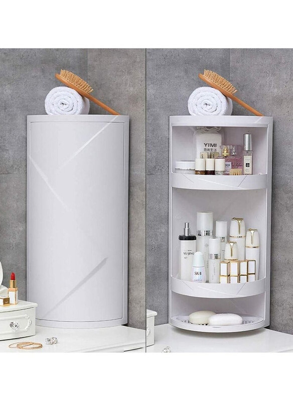 

DubaiGallery 360-Degree Rotating Wall-Mounted Bathroom Shelf Corner Storage, White