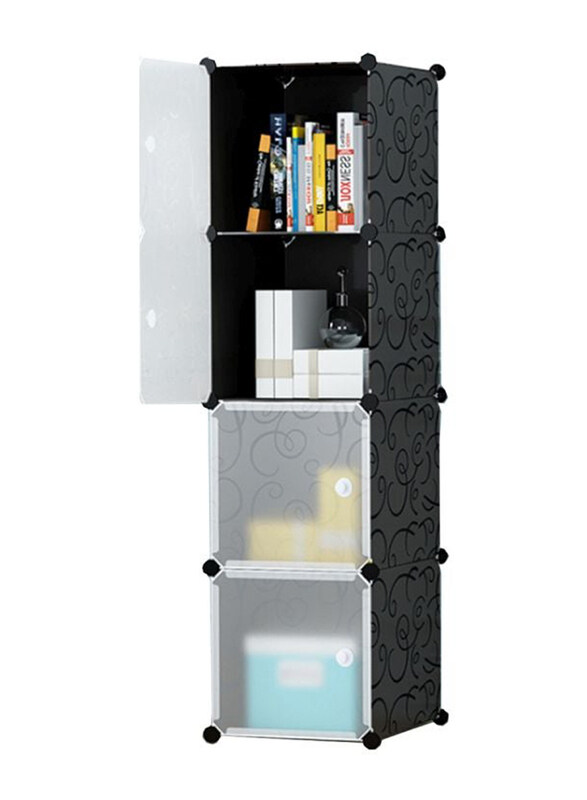 

Generic 4-Cube Detachable Storage Cabinet, Black/White