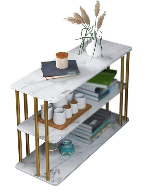 

DubaiGallery Multi-Layer Sofa Coffee Table, White/Gold