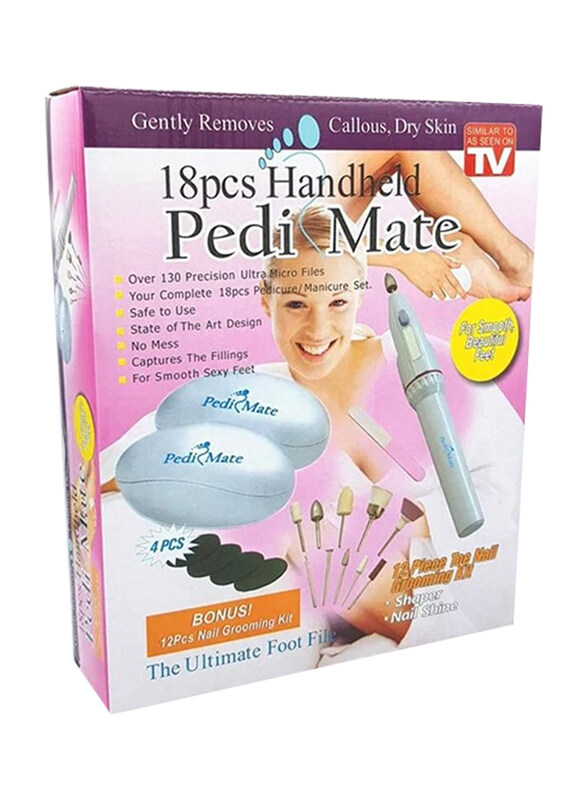 

Pedi Mate Handheld Professional Pedicure Kit, 18 Piece, Multicolour