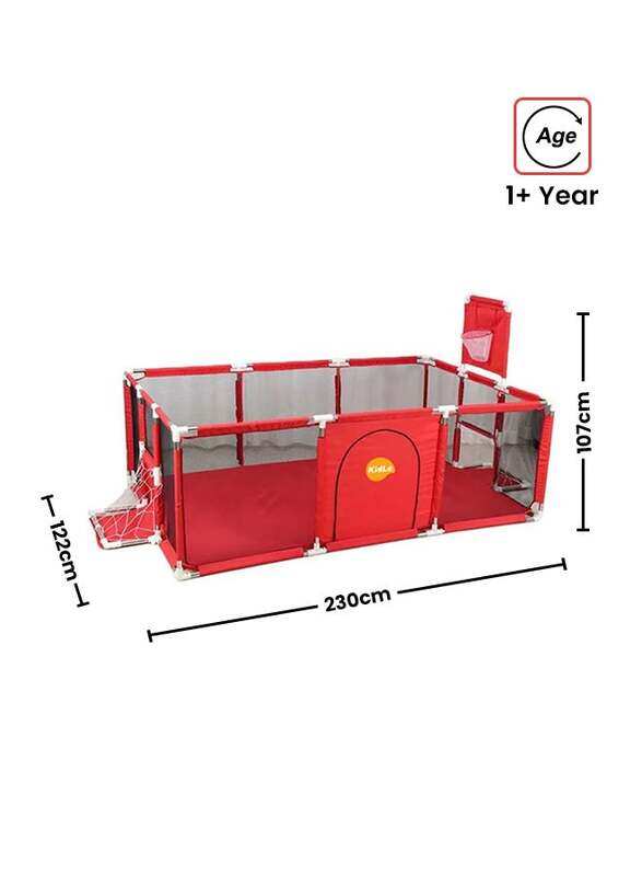 

Kidle Playpen With Net With Stainless Steel Frame & Safety Net For Safe Fun Time, Ages 1+, Multicolour