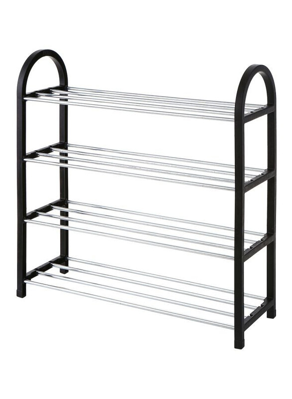

Generic 4-Tier Shoe Rack Organizer, Black/Silver