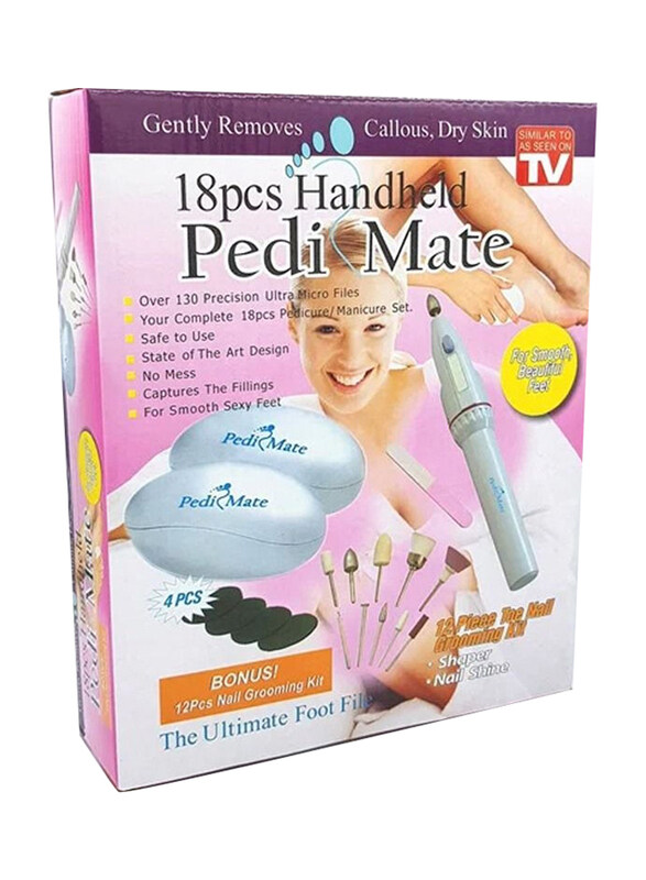 

Pedi Mate Handheld Professional Pedicure Kit, 18 Piece, Multicolour