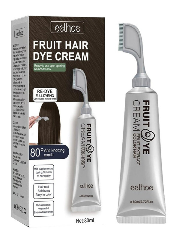 

Eelhoe Permanent Hair Dye Fruit Dyeing Cream, 80ml, Black