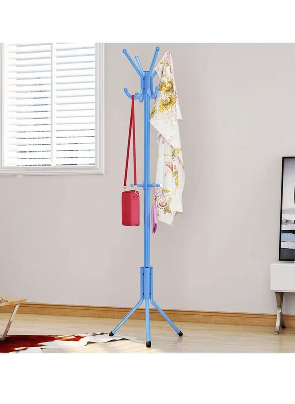 

Generic Multi-Purpose Large Hanger Coat Stands with Shoe Rack Standing & 6 Hook Space Saving Umbrella Tree Stand, Blue