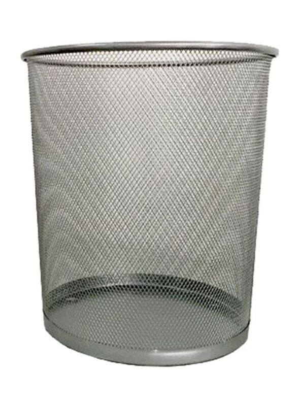 

Generic Round Metal Mesh Trash Waste Bin, Silver