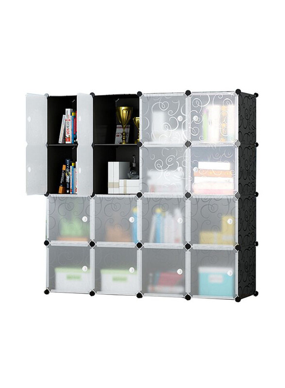 

Generic 16-Modular Detachable Storage Cabinet, Black/White