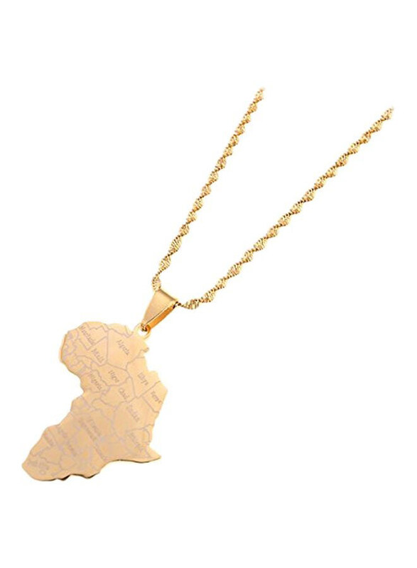 

Br Gold Jewelry Stainless Steel Plated African Map Outlined Pendant Necklace for Men, Gold