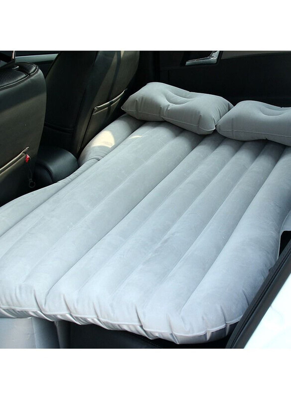 

Dubaigallery Car Backseat Inflatable Air Mattress Bed with Moto Pump & Two Pillows for Traveling Sleep Rest, White