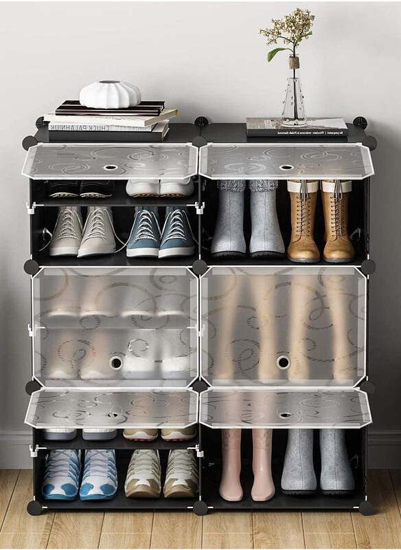 

Generic 6 Cube 12 Sells Plastic Shoe Storage Organizer Units Stackable Shoe Organizing Rack, Black